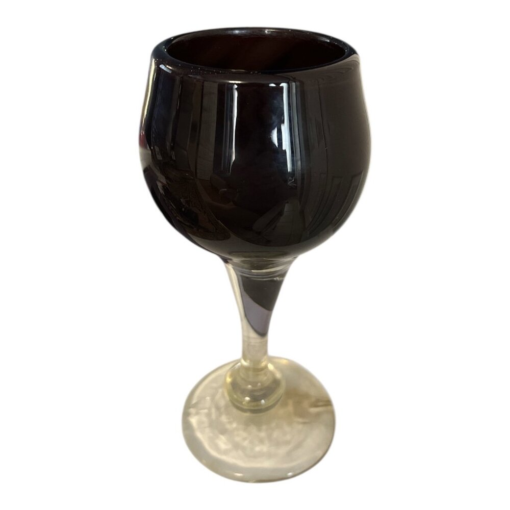 Jackie Brillard Studio Glass Amethyst Purple Goblet Signed Dated 1998 Hand Blown